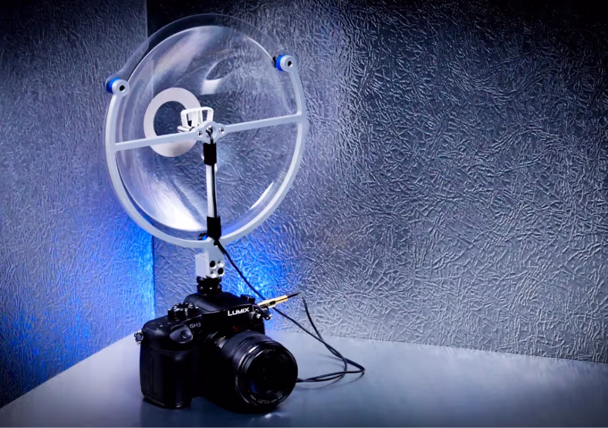 Sound Shark long-range microphone on a mirrorless (DSLR) camera