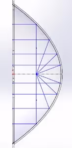 cross section of a focused parabolic collector